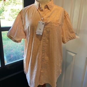 Denim & Flower Orange Short Sleeve Buttoned Up Shirt